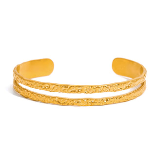 Golden Dual-Textured Cuff
