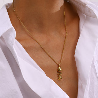 Fishbone Pendant Necklace