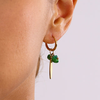 Green Feather Charm Hoops