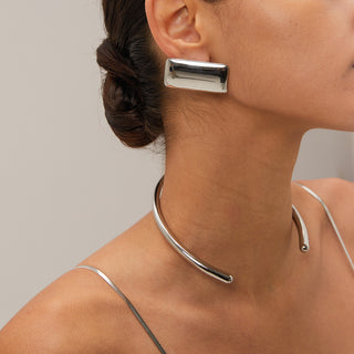 Sculpted Slate Hoops