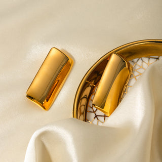 Sculpted Slate Golden Hoops