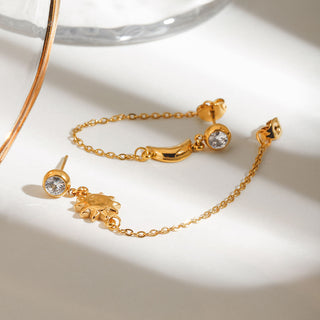 Sun & Moon Chain Drop Earrings