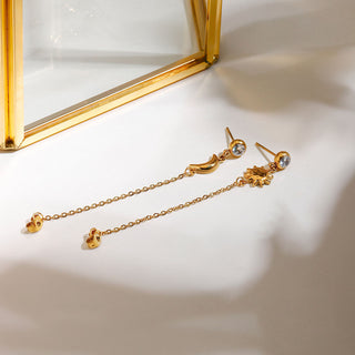 Sun & Moon Chain Drop Earrings