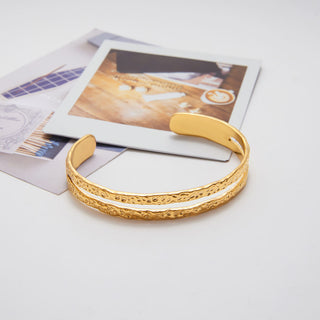 Golden Dual-Textured Cuff