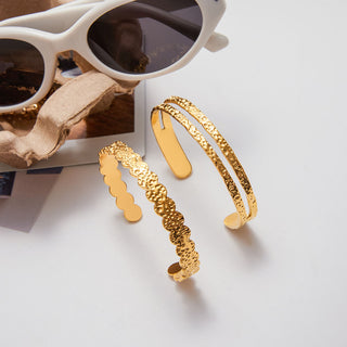 Golden Dual-Textured Cuff