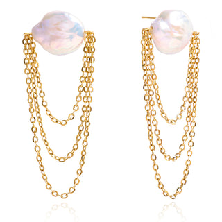 Pearl Drift Chain Earrings