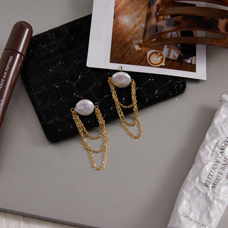 Pearl Drift Chain Earrings