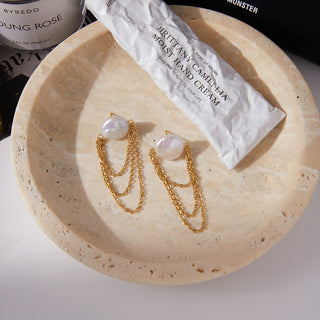 Pearl Drift Chain Earrings