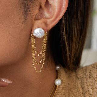 Pearl Drift Chain Earrings