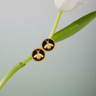 Noir Honey Studs — 18K gold plated waterproof stud earrings by IAM