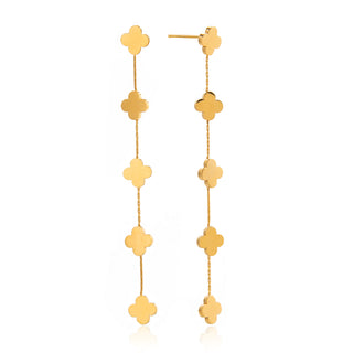 Golden Clover Drop Earrings