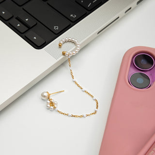 Orbit Pearl Chain Earring