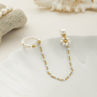 Orbit Pearl Chain Earring