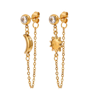 Sun & Moon Chain Drop Earrings